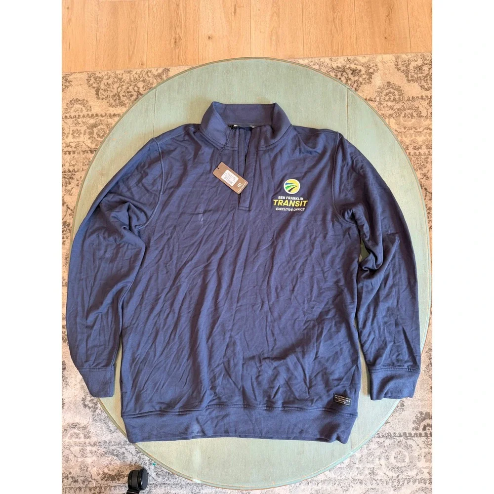 TravisMathew Newport 1/4 Zip Fleece Pullover Blue Nights Mens Large TM1MU419 NWT